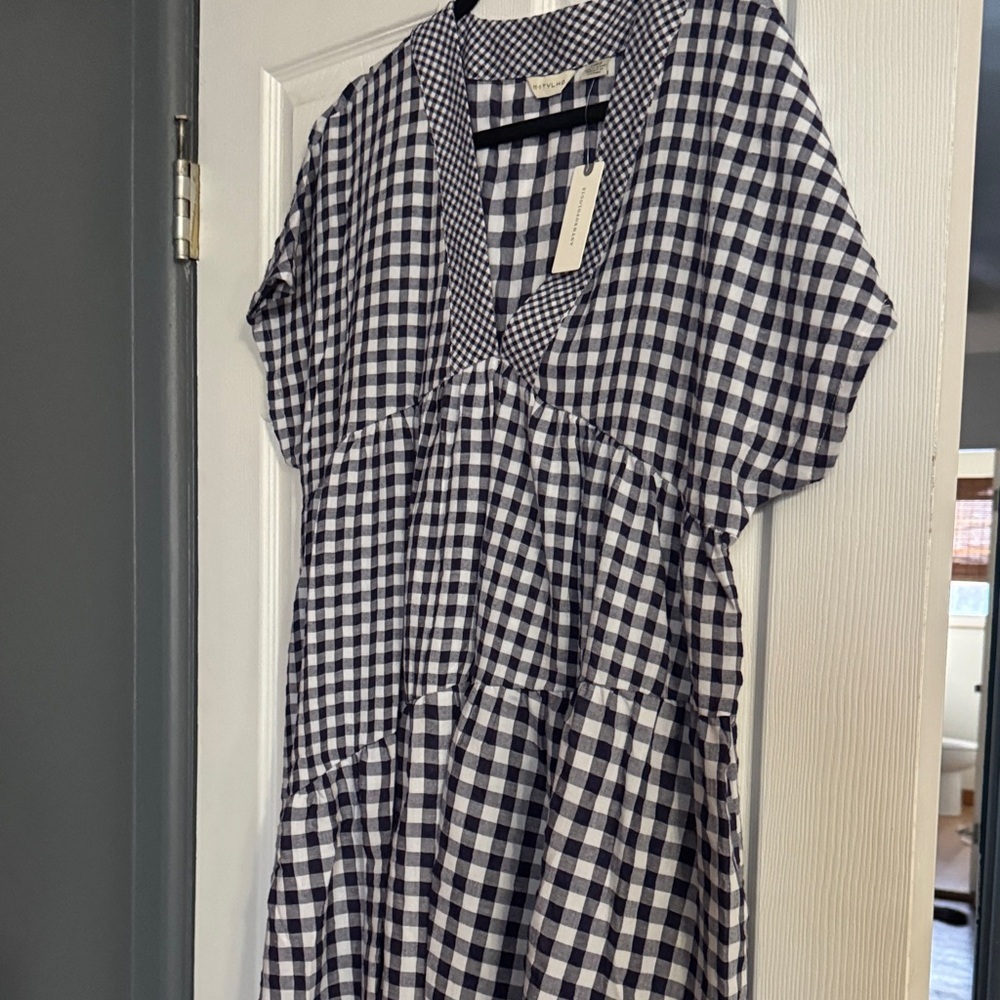 Anthropologie Navy and White Gingham Dress - Picture 5 of 7